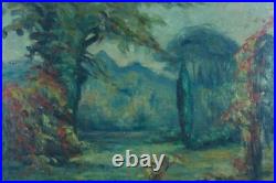 Tableau ancien paysage impressionniste Parc Marthe Lucas les Andelys sv Lebasque