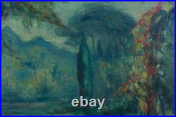 Tableau ancien paysage impressionniste Parc Marthe Lucas les Andelys sv Lebasque