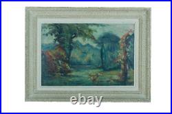 Tableau ancien paysage impressionniste Parc Marthe Lucas les Andelys sv Lebasque