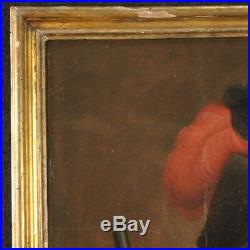 Tableau ancien peinture huile sur toile portrait chasseur 700 18ème siècle