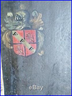Tableau ancien portrait noblesse xviii eme homme en armure militaire armoiries