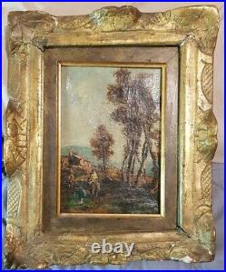Tableau ancien scène cavalier 18e siecle Huile sur toile oil on canvas painting