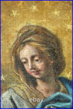 Tableau ancien scène religieuse Vierge Annonciation école Italienne XVIIème