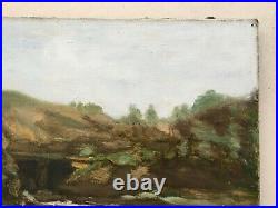 Tableau ancien signé Charles Francisque Raub, Paysage, Huile sur toile fin XIXe