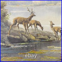 Tableau ancien signé Fleury École de Barbizon Huile sur toile Cerfs en forêt Tableau ancien signé Fleury École de Barbizon Huile sur toile Cerfs en forêt