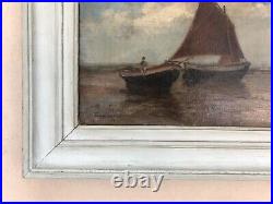 Tableau ancien signé Louis Etienne Timmermans, Marine, Huile sur toile XIXe