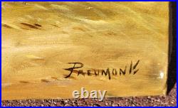 Tableau ancien signé. Scène de Basse Cour Poules Coq. Peinture huile sur toile