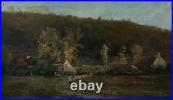 Tableau ancien signé et daté 1901, Huile sur toile, Paysage impressionniste