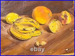 Tableau ancien signée. Nature morte aux Fruits. Peinture huile sur toile 1917