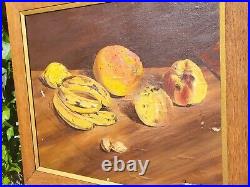 Tableau ancien signée. Nature morte aux Fruits. Peinture huile sur toile 1917