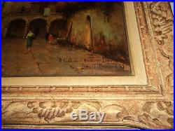 Tableau ancien sur toile peinture signé Béraud Bouvard Scene Venise Cadre Mont