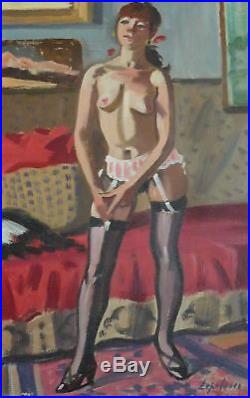 Tableau femme modèle peinture Robert LEPELTIER huile sur toile nu