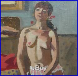 Tableau femme modèle peinture Robert LEPELTIER huile sur toile nu