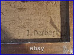 Tableau fin XIXé signé Derber Ecole de barbizon Paysage de forêt 46cm x 55cm