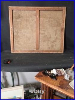 Tableau huile Bord de mer Bateaux Cubisme signé Jan Jacob KATE III (1914-1996)