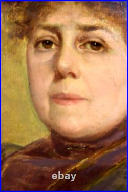 Tableau huile Portrait dame De Qualité Belle époque Signé fin XIXème