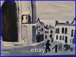 Tableau huile huile sur toile 73X92 église Saint Moret sur loing
