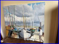 Tableau huile sur toile J. B Maurice VECKER (1899-1988) PORT DE DOUARNENEZ