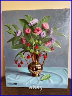 Tableau huile sur toile J. B Maurice VECKER 1899-1988 bouquet au vase de cuivre Tableau huile sur toile J. B Maurice VECKER 1899-1988 bouquet au vase de cuivre