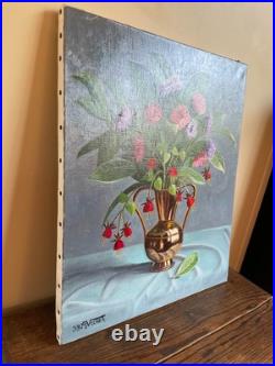 Tableau huile sur toile J. B Maurice VECKER 1899-1988 bouquet au vase de cuivre Tableau huile sur toile J. B Maurice VECKER 1899-1988 bouquet au vase de cuivre