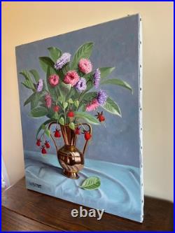 Tableau huile sur toile J. B Maurice VECKER 1899-1988 bouquet au vase de cuivre Tableau huile sur toile J. B Maurice VECKER 1899-1988 bouquet au vase de cuivre