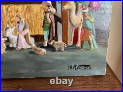 Tableau huile sur toile J. B Maurice VECKER (1899-1988) nature morte crèche