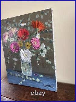 Tableau huile sur toile J. B Maurice VECKER (1899-1988) nature morte gerbera