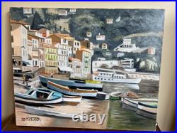 Tableau huile sur toile J. B Maurice VECKER (1899-1988) port de Villefranche