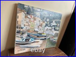 Tableau huile sur toile J. B Maurice VECKER (1899-1988) port de Villefranche