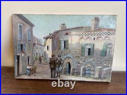 Tableau huile sur toile J. B Maurice VECKER (1899-1988) scène animée dans village