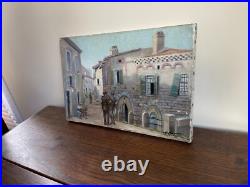 Tableau huile sur toile J. B Maurice VECKER (1899-1988) scène animée dans village