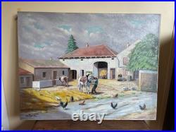 Tableau huile sur toile J. B Maurice VECKER (1899-1988) scène de ferme