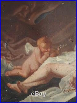 Tableau huile sur toile Vénus et Cupidon mythologie XIXème 19ème