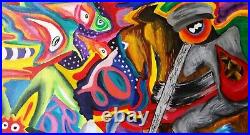 Tableau huile sur toile abstrait art singulier street art peintre basque