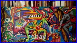 Tableau huile sur toile abstrait art singulier street art peintre basque