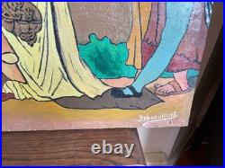 Tableau huile sur toile de beaumont (début XXe-s) scène animée