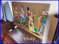Tableau huile sur toile de beaumont (début XXe-s) scène animée
