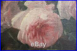 Tableau huile sur toile fleurs XIXe signé BARGOT