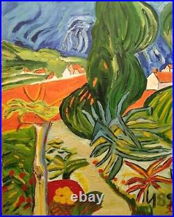Tableau huile sur toile(lin) jardin du Dr Gachet Auvers /Oise 73X60