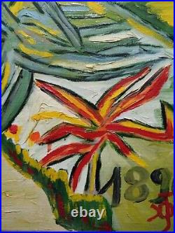 Tableau huile sur toile(lin) jardin du Dr Gachet Auvers /Oise 73X60