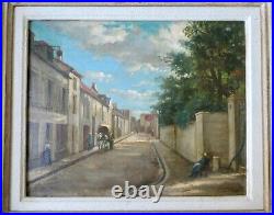 Tableau, huile sur toile, scène de rue avec des personnages, signée, début XXème Tableau, huile sur toile, scène de rue avec des personnages, signée, début XXème