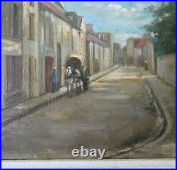 Tableau, huile sur toile, scène de rue avec des personnages, signée, début XXème Tableau, huile sur toile, scène de rue avec des personnages, signée, début XXème