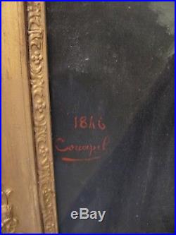 Tableau huile sur toile signée Couapel 1846 portrait d' un avocat XIX siècle