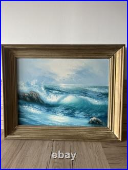 Tableau huile sur toile signée H. Gailey, toile marine, mer par temps de tempête