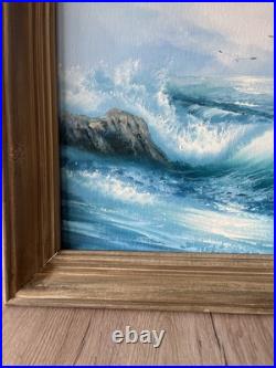 Tableau huile sur toile signée H. Gailey, toile marine, mer par temps de tempête