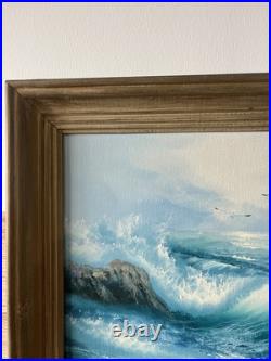 Tableau huile sur toile signée H. Gailey, toile marine, mer par temps de tempête