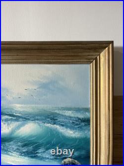 Tableau huile sur toile signée H. Gailey, toile marine, mer par temps de tempête