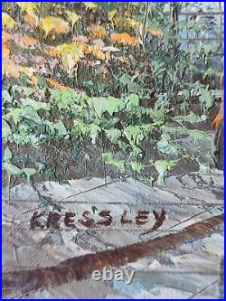 Tableau huile sur toile signée Kressley Paris Marché aux fleurs vintage