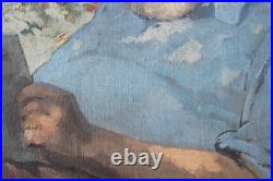 Tableau impressionniste HST Le Liseur Maurice DECAMPS (1892-1953) France