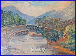 Tableau impressionniste par Charles Vollard Huile 54cm x 73cm. Le Vieux Pont